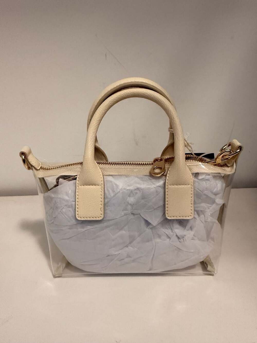 Universal Thread Foundational Mini Crossbody Tote Handbag Cream Clear